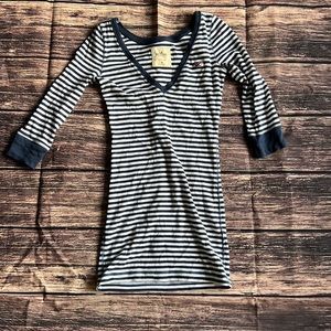 Blue and white striped nautical Hollister shirt - M